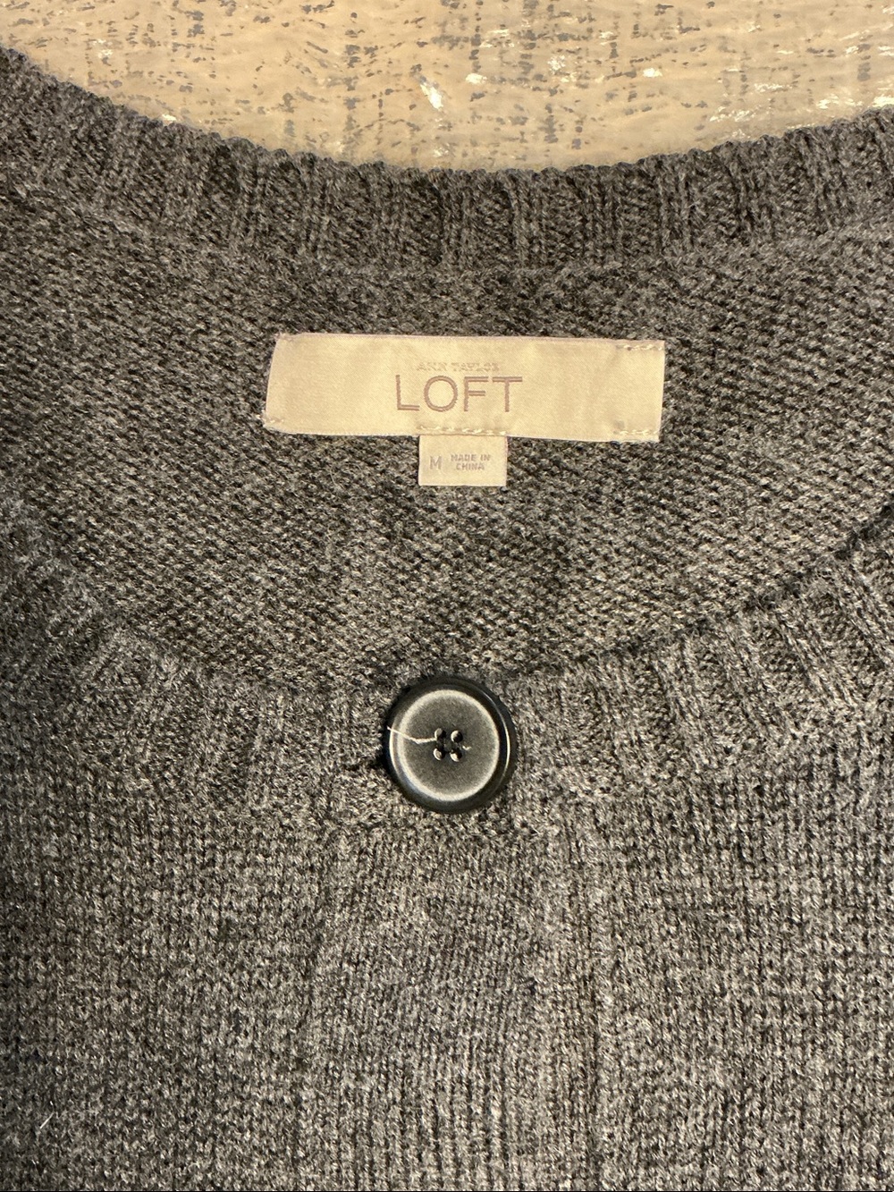 LOFT Charcoal Gray Button-Front Women's Cardigan - Picture 3 of 5